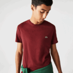 Men Lacoste V0ZN818 Bordeaux ZS1 Crew Neck Pima Cotton Jersey T-Shirt