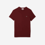 Men Lacoste V0ZN818 Bordeaux ZS1 Crew Neck Pima Cotton Jersey T-Shirt - Image 4