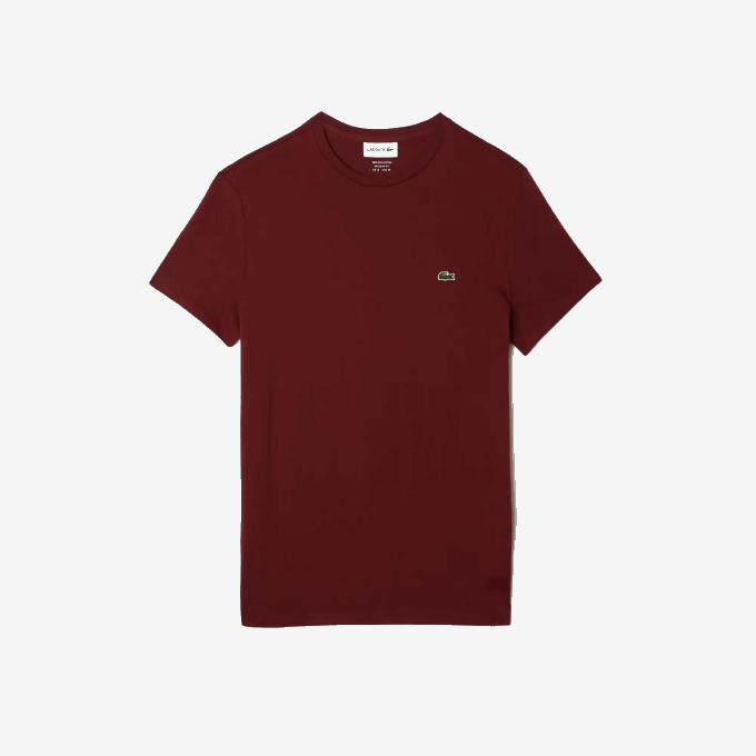 Men Lacoste V0ZN818 Bordeaux ZS1 Crew Neck Pima Cotton Jersey T-Shirt - Image 4