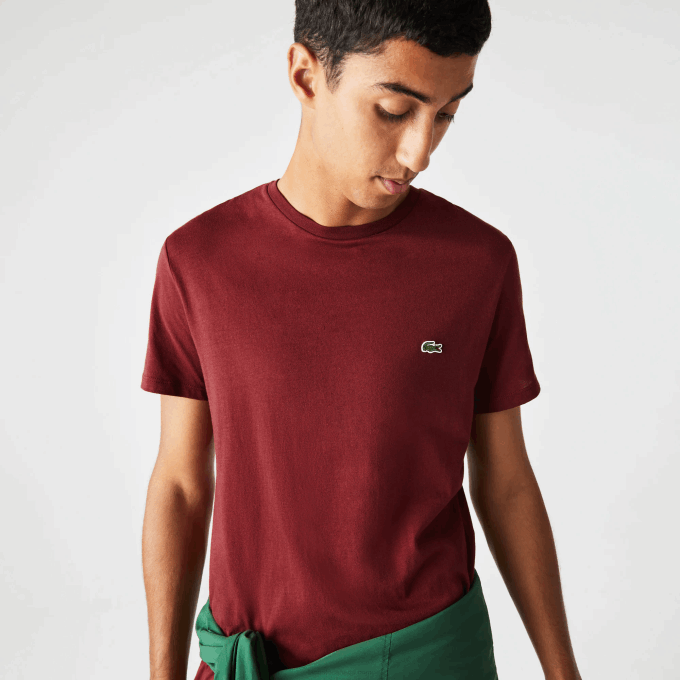 Men Lacoste V0ZN818 Bordeaux ZS1 Crew Neck Pima Cotton Jersey T-Shirt - Image 1