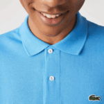 Men Lacoste V0ZN821 Blue 4XA Original L.12.12 Long Sleeve Polo - Image 2