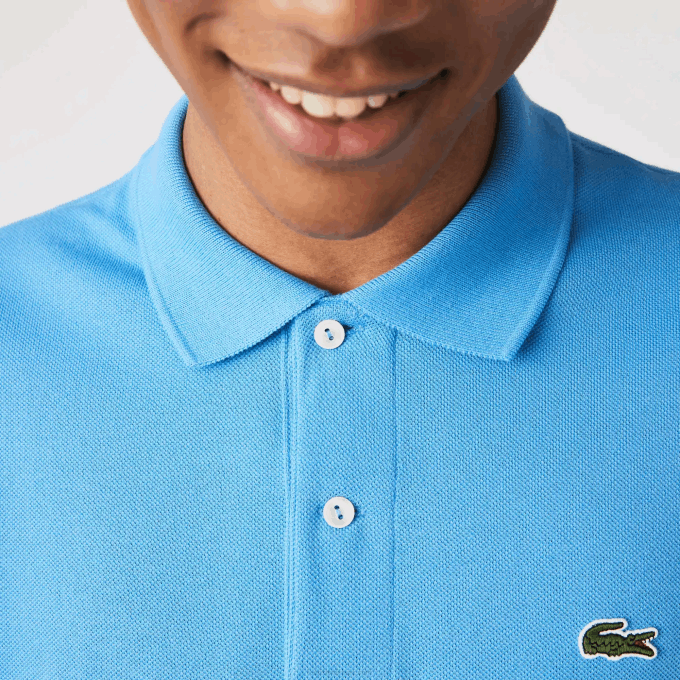 Men Lacoste V0ZN821 Blue 4XA Original L.12.12 Long Sleeve Polo - Image 2