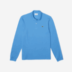 Men Lacoste V0ZN821 Blue 4XA Original L.12.12 Long Sleeve Polo - Image 4