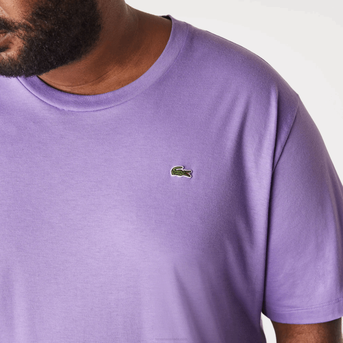 Men Lacoste V0ZN822 Purple GFU XL Regular Fit Pima Cotton Jersey T-Shirt - Image 2