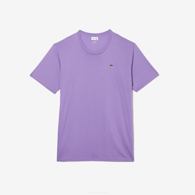 Men Lacoste V0ZN822 Purple GFU XL Regular Fit Pima Cotton Jersey T-Shirt - Image 4