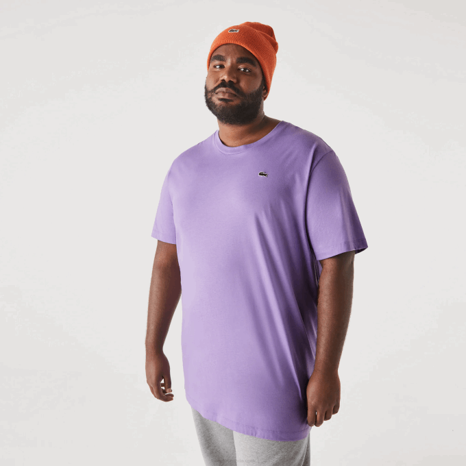 Men Lacoste V0ZN822 Purple GFU XL Regular Fit Pima Cotton Jersey T-Shirt - Image 1