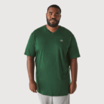 Men Lacoste V0ZN823 Green 132 Regular Fit Ribbed V-Neck Cotton Polo Shirt (Plus Size)