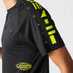 Men Lacoste V0ZN828 Black Yellow 9Y2 SPORT Stretch Jersey T-Shirt - Image 2