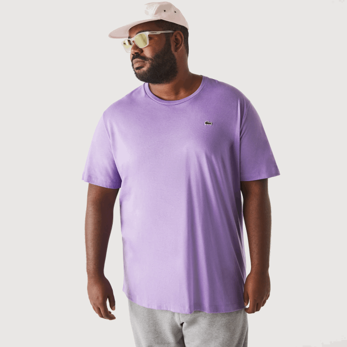 Men Lacoste V0ZN829 Purple GFU Crew Neck XL Cotton Jersey T-Shirt - Image 2