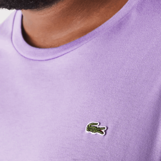 Men Lacoste V0ZN829 Purple GFU Crew Neck XL Cotton Jersey T-Shirt - Image 4