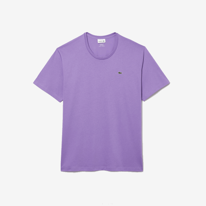 Men Lacoste V0ZN829 Purple GFU Crew Neck XL Cotton Jersey T-Shirt - Image 5