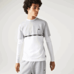 Men Lacoste V0ZN831 Grey Chine White MTG Branded T-Shirt - Image 2
