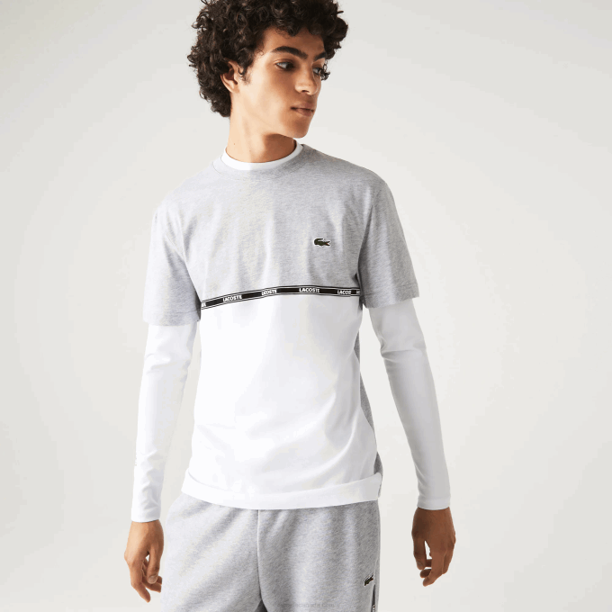 Men Lacoste V0ZN831 Grey Chine White MTG Branded T-Shirt - Image 2