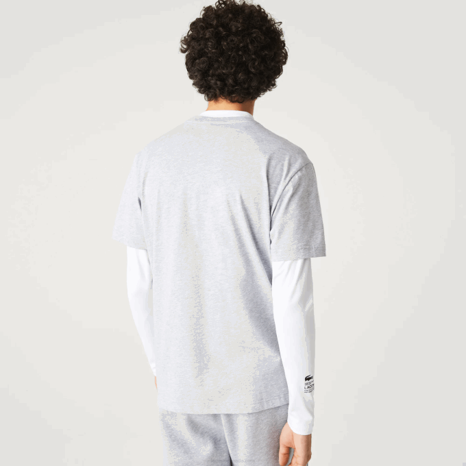Men Lacoste V0ZN831 Grey Chine White MTG Branded T-Shirt - Image 3
