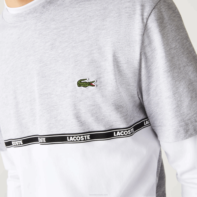 Men Lacoste V0ZN831 Grey Chine White MTG Branded T-Shirt - Image 4