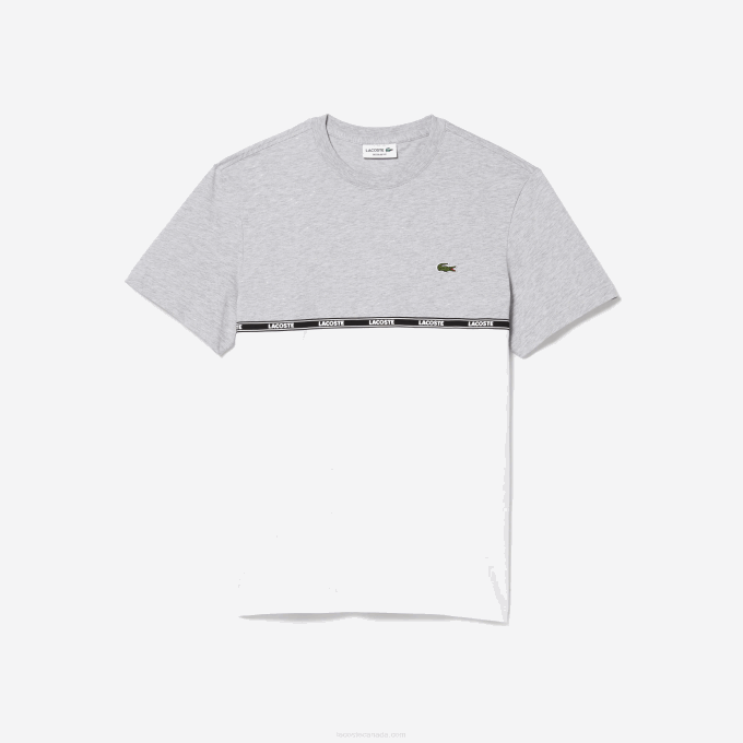Men Lacoste V0ZN831 Grey Chine White MTG Branded T-Shirt - Image 5