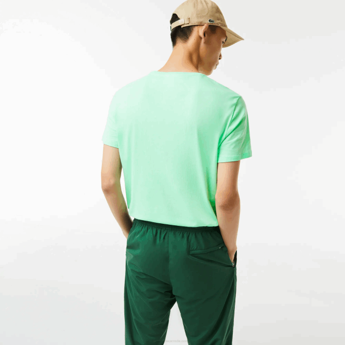 Men Lacoste V0ZN833 Light Green 0VZ Crew Neck Pima Cotton Jersey T-Shirt - Image 3