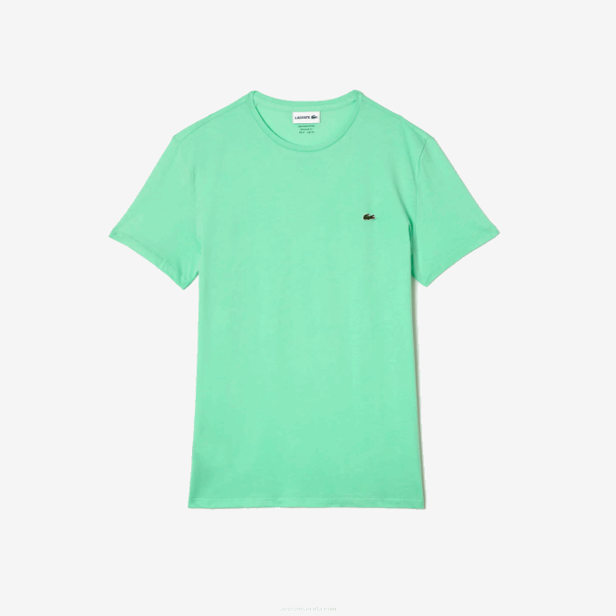 Men Lacoste V0ZN833 Light Green 0VZ Crew Neck Pima Cotton Jersey T-Shirt - Image 4