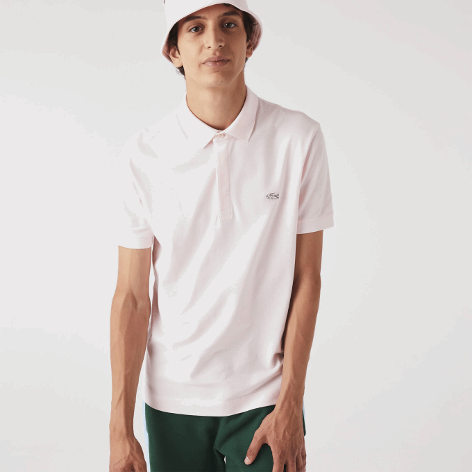 Men Lacoste V0ZN835 Light Pink T03 Smart Paris Stretch Cotton Pique Polo - Image 1