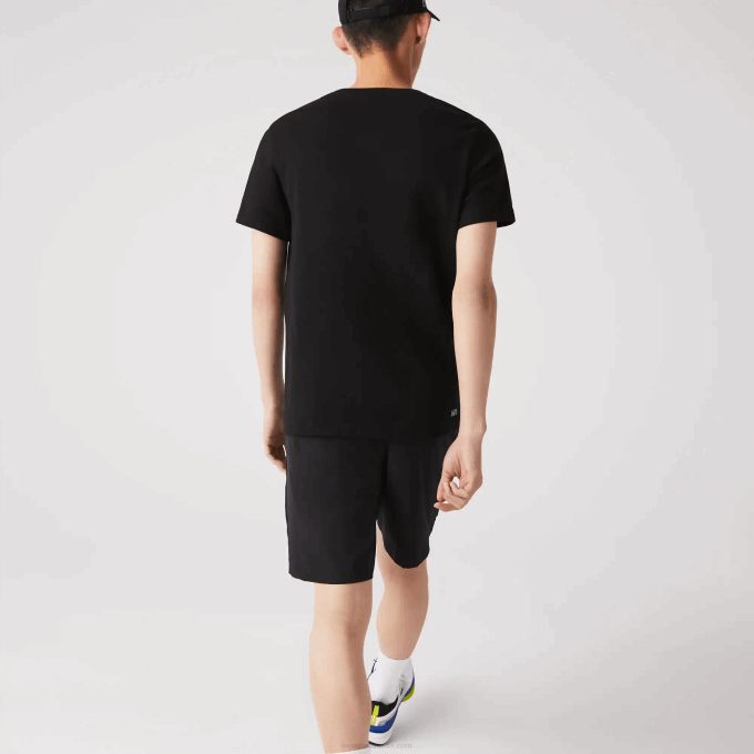Men Lacoste V0ZN836 Black Blue 985 SPORT 3D Print Crocodile Breathable Jersey T-Shirt - Image 3