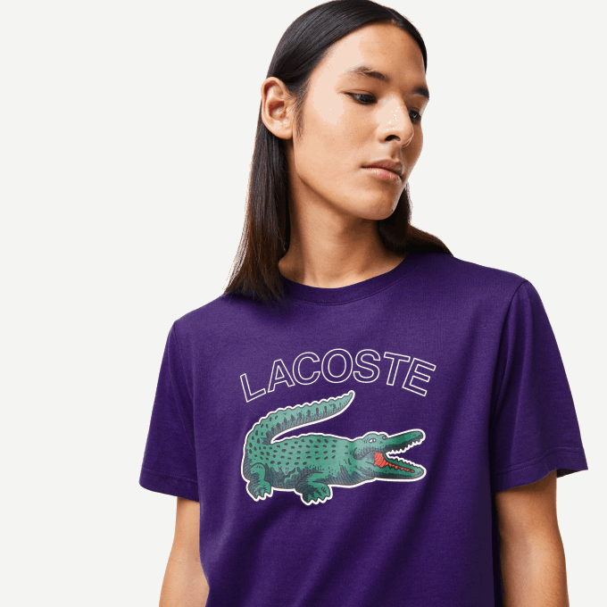 Men Lacoste V0ZN839 Purple PFN SPORT Crocodile Print Jersey T-Shirt - Image 2