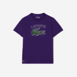 Men Lacoste V0ZN839 Purple PFN SPORT Crocodile Print Jersey T-Shirt - Image 5