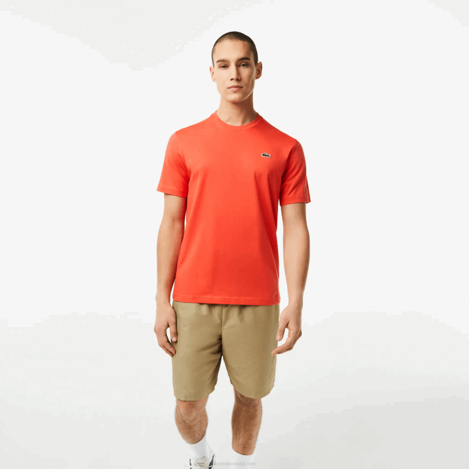 Men Lacoste V0ZN83 Orange 02K SPORT Breathable T-Shirt - Image 1