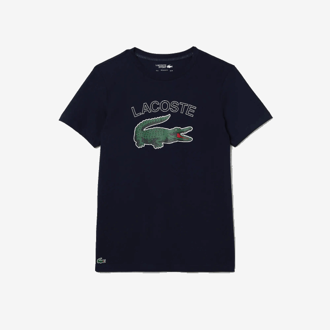Men Lacoste V0ZN840 Navy Blue 166 SPORT Crocodile Print Jersey T-Shirt - Image 4