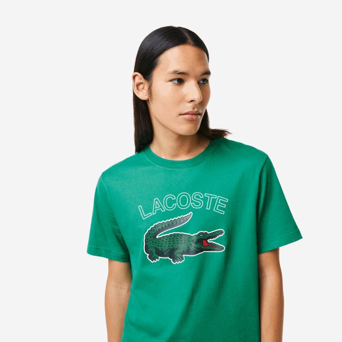 Men Lacoste V0ZN842 Green HD2 SPORT Crocodile Print Jersey T-Shirt - Image 2