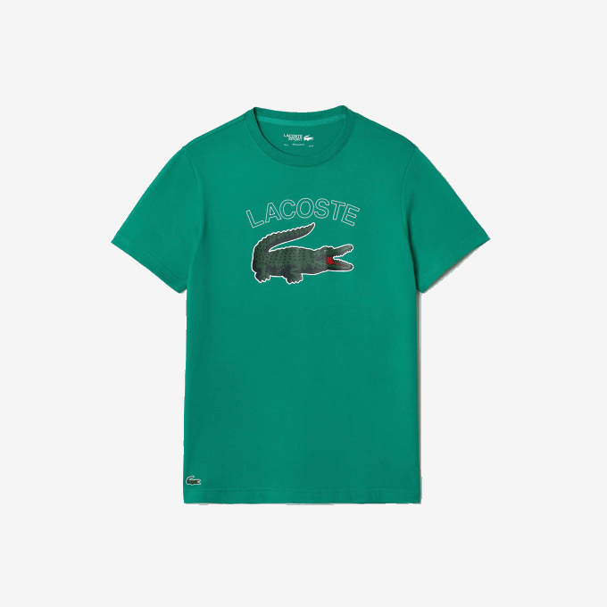 Men Lacoste V0ZN842 Green HD2 SPORT Crocodile Print Jersey T-Shirt - Image 5