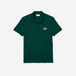 Men Lacoste V0ZN843 Green 3M2 Regular Fit Crocodiles Organic Cotton Polo Shirt - Image 4