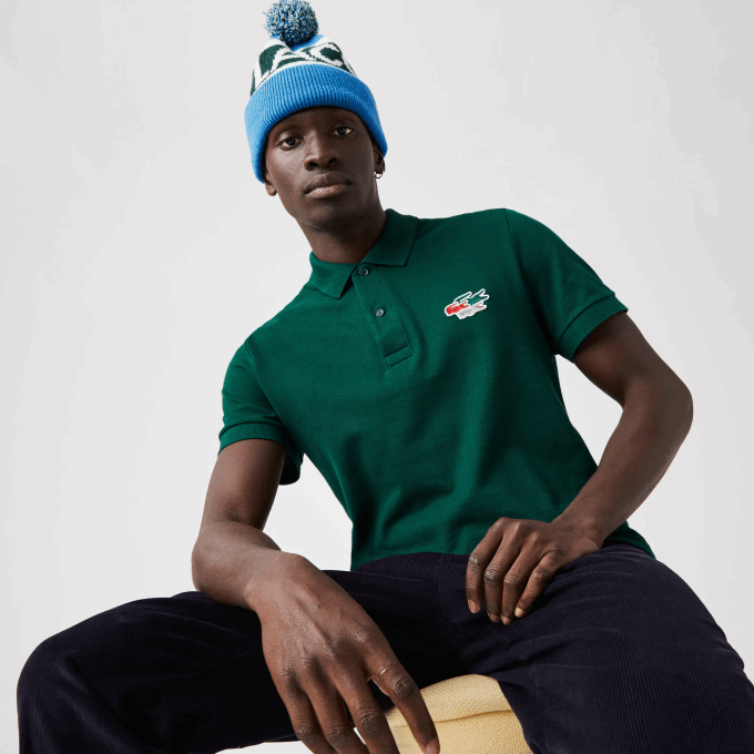 Men Lacoste V0ZN843 Green 3M2 Regular Fit Crocodiles Organic Cotton Polo Shirt - Image 5