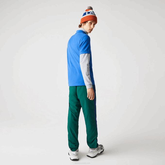 Men Lacoste V0ZN844 Blue QPT Regular Fit Crocodiles Organic Cotton Polo Shirt - Image 3