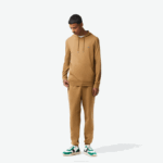 Men Lacoste V0ZN845 Brown Z0W Hooded Cotton Jersey Sweatshirt - Image 2