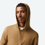 Men Lacoste V0ZN845 Brown Z0W Hooded Cotton Jersey Sweatshirt - Image 5