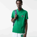 Men Lacoste V0ZN846 Green LDM Organic Cotton Pique Polo