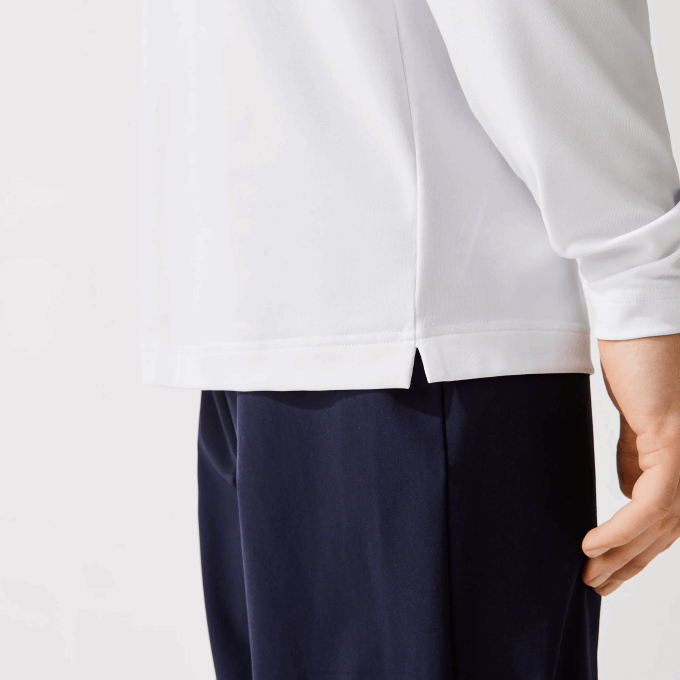 Men Lacoste V0ZN847 White Navy Blue 522 SPORT Breathable Golf Polo - Image 7