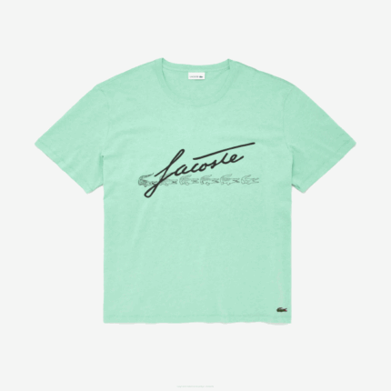 Men Lacoste V0ZN850 Green HCV XL Signature Print T-Shirt