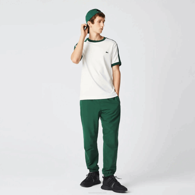 Men Lacoste V0ZN855 White 70V Regular Fit Contrast Collar T-Shirt - Image 2