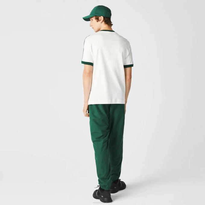Men Lacoste V0ZN855 White 70V Regular Fit Contrast Collar T-Shirt - Image 3