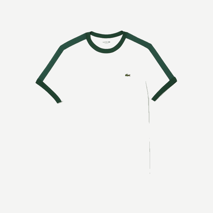 Men Lacoste V0ZN855 White 70V Regular Fit Contrast Collar T-Shirt - Image 5