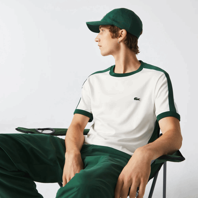 Men Lacoste V0ZN855 White 70V Regular Fit Contrast Collar T-Shirt - Image 6