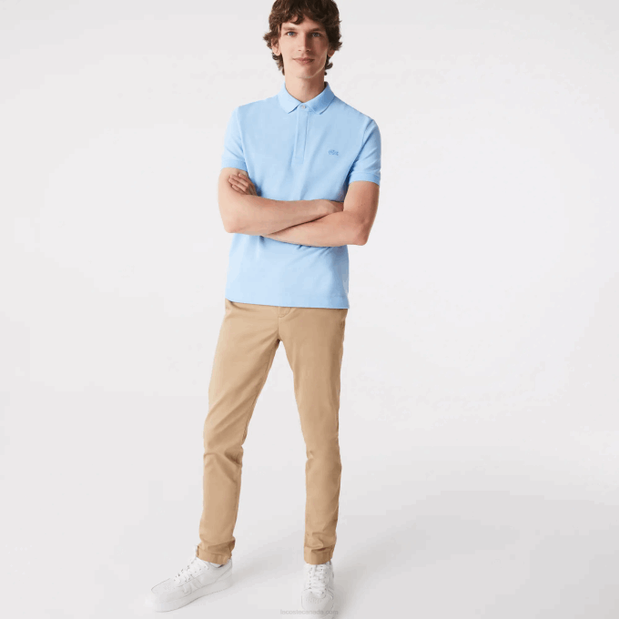 Men Lacoste V0ZN857 Blue HBP Smart Paris Stretch Cotton Pique Polo - Image 1