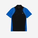 Men Lacoste V0ZN85 Black Blue Yellow XIS Tennis Recycled Polyester Polo Shirt - Image 4