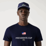 Men Lacoste V0ZN862 Navy Blue 166 Presidents Cup SPORT American Flag T-Shirt