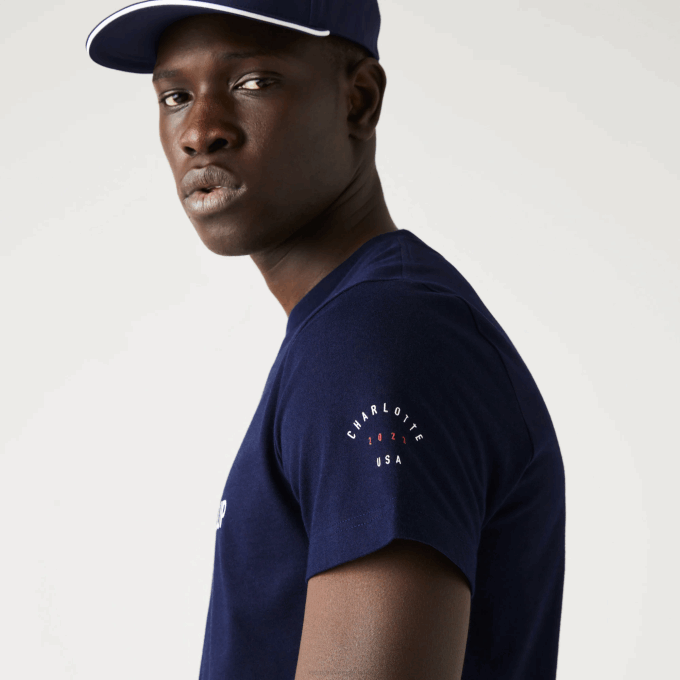 Men Lacoste V0ZN862 Navy Blue 166 Presidents Cup SPORT American Flag T-Shirt - Image 6