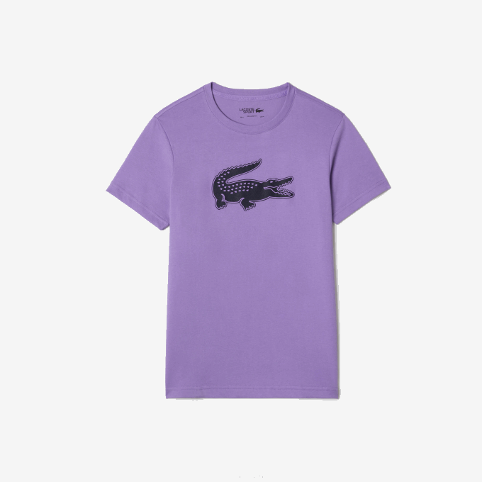 Men Lacoste V0ZN863 Purple Navy Blue W87 SPORT 3D Print Crocodile Breathable Jersey T-Shirt - Image 4