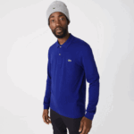 Men Lacoste V0ZN864 Blue BDM Original L.12.12 Long Sleeve Polo - Image 2