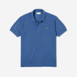 Men Lacoste V0ZN865 Blue Chine 5CH Original L.12.12 Heathered Polo - Image 4