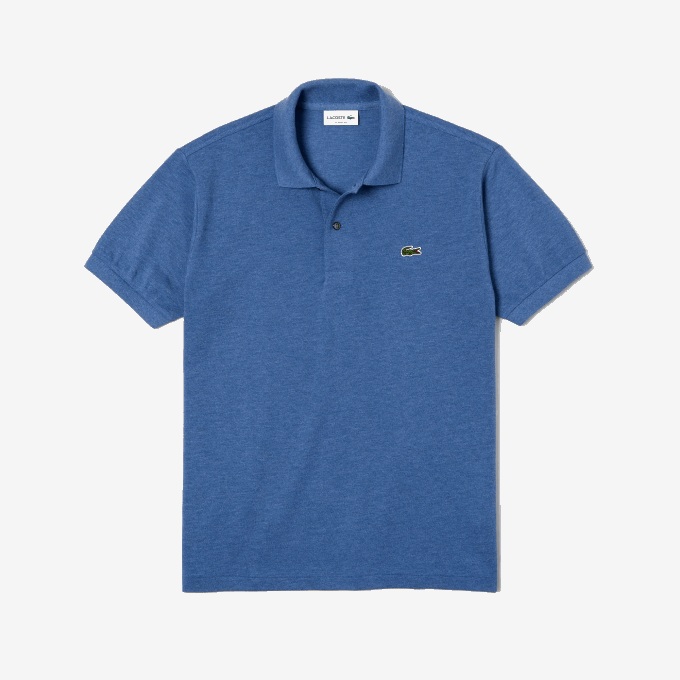 Men Lacoste V0ZN865 Blue Chine 5CH Original L.12.12 Heathered Polo - Image 4